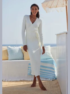 LASCANA Robes<Robe longue cache-cœur en tricot