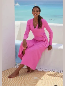 LASCANA Robes<Robe longue cache-cœur en tricot