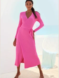 LASCANA Robes<Robe longue cache-cœur en tricot