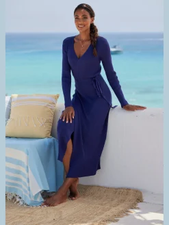 LASCANA Robes<Robe longue cache-cœur en tricot