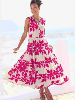 Vivance Robes<Robe longue col v à bordure