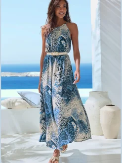 LASCANA Robes<Robe longue encolure ronde légèrement froncée