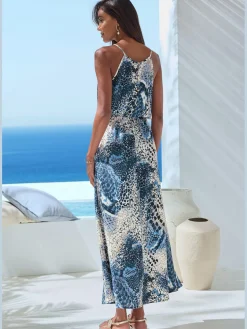 LASCANA Robes<Robe longue encolure ronde légèrement froncée