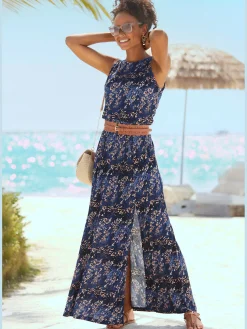 Vivance Robes<Robe longue encolure ronde