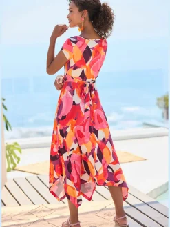 Vivance Robes<Robe mi-longue col chevauchant