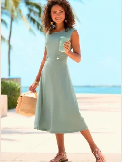 LASCANA Robes<Robe mi-longue encolure ronde