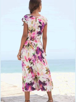 Beachtime Robes<Robe mi-longue encolure ronde