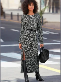 LASCANA Robes<Robe mi-longue robe midi avec encolure ronde