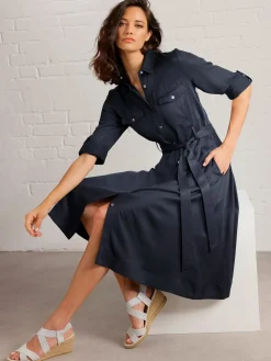 Linea Tesini Robes<Robe tissée ceinture à nouer