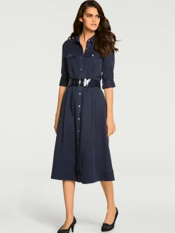 Linea Tesini Robes<Robe tissée ceinture à nouer