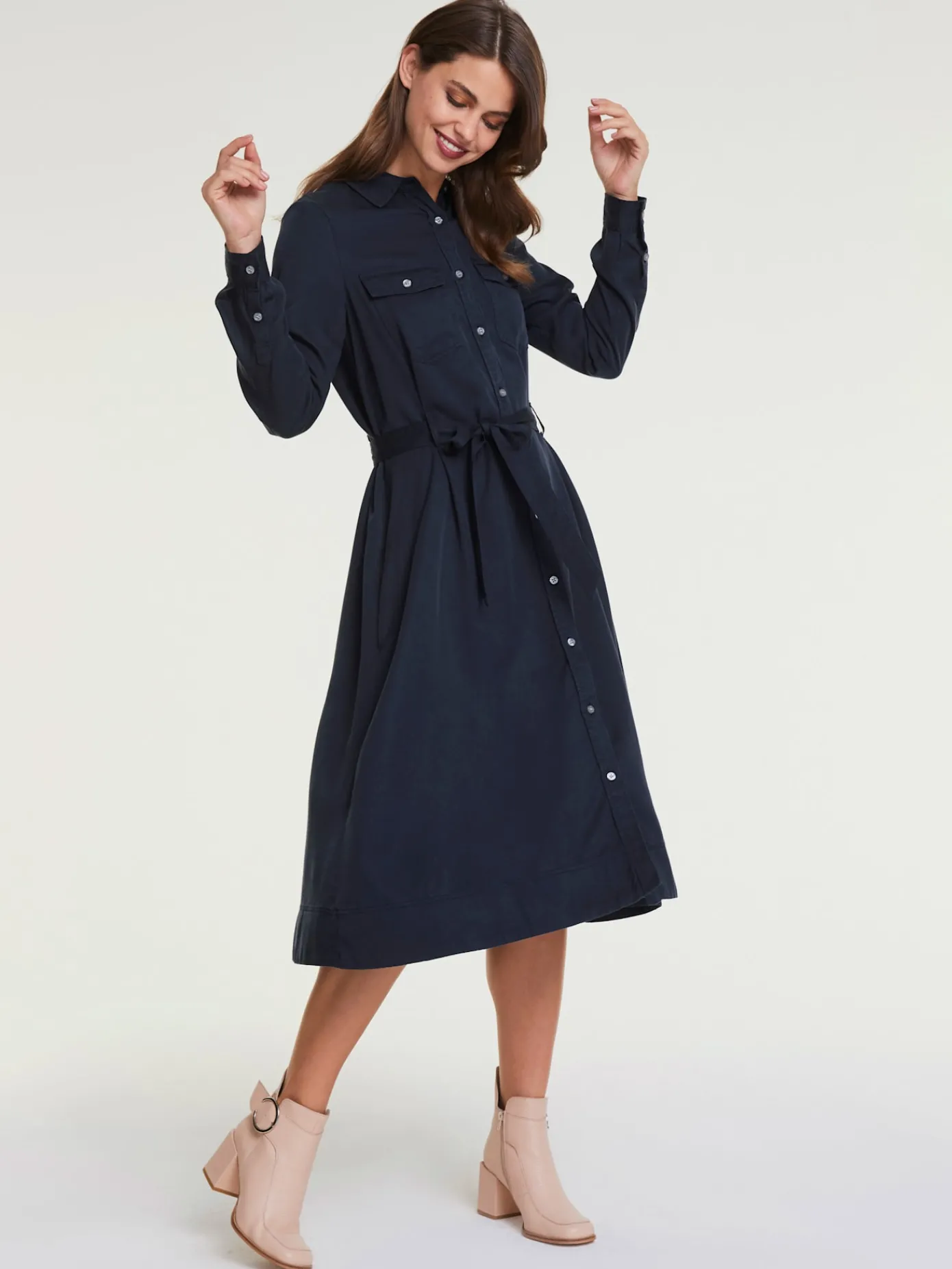 Linea Tesini Robes<Robe tissée ceinture à nouer