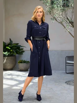 Linea Tesini Robes<Robe tissée ceinture à nouer