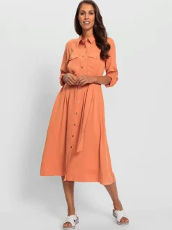 Linea Tesini Robes<Robe tissée ceinture à nouer