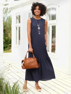 Linea Tesini Robes<Robe tissée patte de boutonnage au dos