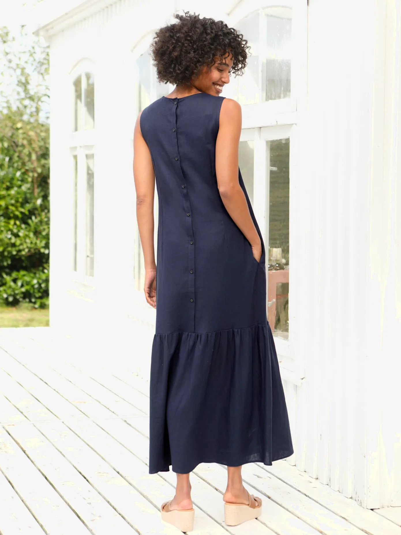 Linea Tesini Robes<Robe tissée patte de boutonnage au dos