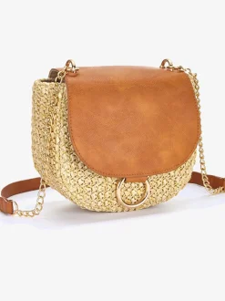 LASCANA Maroquinerie<Sac à main en imitation raphia avec détails chaînes couleur or sur la bandoulière