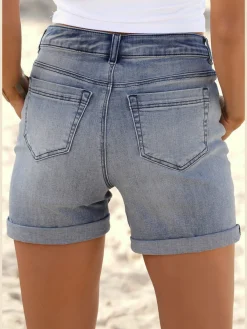 Buffalo Shorts Et Bermudas|Mode De Plage<Short en jean taille haute avec patte de boutonnage tendance devant