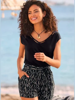 s.Oliver Shorts Et Bermudas|Mode De Plage<Short tissé ceinture élastique confortable