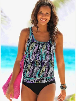 LASCANA Maillots De Bain<Tankini ample imprimé plumes tendance