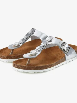 LASCANA Sandales<Tongs fleurs tendance effet métallisé