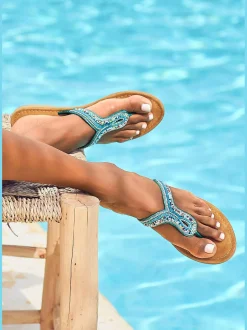 LASCANA Sandales<Tongs style ethnique tendance et perles décoratives brillantes et élégantes