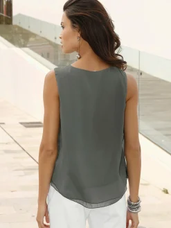 Tenues De Cérémonie|T-Shirts<Top femme évasé avec encolure ronde plissée