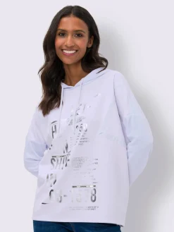 Mandarin T-Shirts<T-shirt à capuche imprimé feuille original