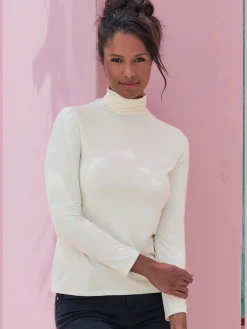 LASCANA T-Shirts<T-shirt à col montant fronces délicates au col roulé