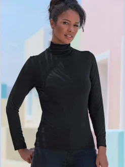 LASCANA T-Shirts<T-shirt à col montant fronces délicates au col roulé