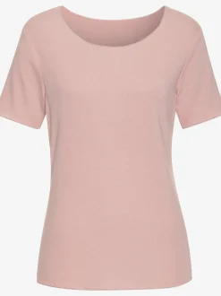 LASCANA T-Shirts<T-shirt à col rond bords pailletés raffinés à l'encolure, aux finitions des manches et à l'ourlet