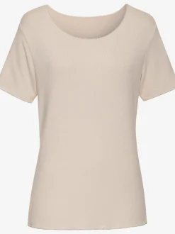 LASCANA T-Shirts<T-shirt à col rond bords pailletés raffinés à l'encolure, aux finitions des manches et à l'ourlet