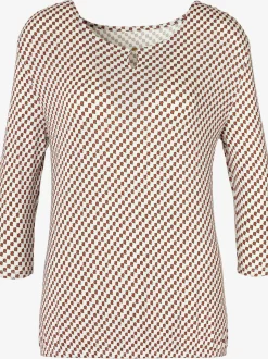 Vivance T-Shirts<T-shirt à col rond encolure ronde avec petite ouverture et bouton doré devant