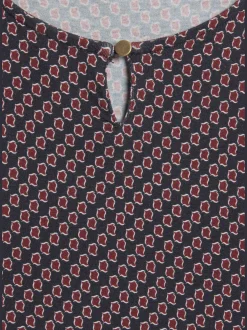 Vivance T-Shirts<T-shirt à col rond encolure ronde avec petite ouverture et bouton doré devant