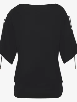 LASCANA T-Shirts<T-shirt à col rond fronce avec liens à nouer aux épaules pour régler la longueur des manches : manches courtes ou mi-longues