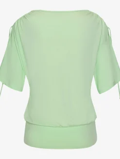 LASCANA T-Shirts<T-shirt à col rond fronce avec liens à nouer aux épaules pour régler la longueur des manches : manches courtes ou mi-longues