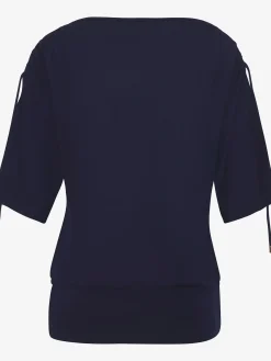 LASCANA T-Shirts<T-shirt à col rond fronce avec liens à nouer aux épaules pour régler la longueur des manches : manches courtes ou mi-longues