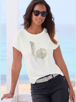 LASCANA T-Shirts<T-shirt à col rond imprimé feuille de qualité