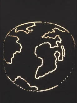 Vivance T-Shirts<T-shirt à col rond imprimé feuille brillant « globe terrestre »