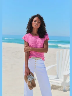 Vivance T-Shirts<T-shirt à col rond manches chauve-souris tendance