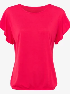 LASCANA T-Shirts<T-shirt à col rond manches volantées légères