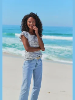 Vivance T-Shirts<T-shirt à col rond manches chauve-souris tendance