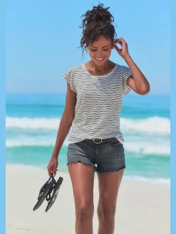 Vivance T-Shirts<T-shirt à col rond manches chauve-souris tendance