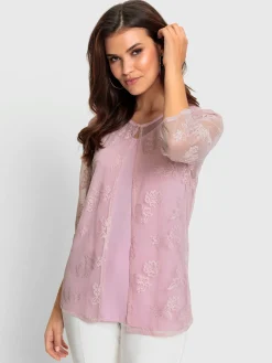 Fair Lady T-Shirts<T-shirt 2 en 1 avec dentelle transparente