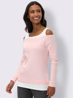 Mandarin T-Shirts<T-shirt 2 en 1 qualité jersey côtelée facile à entretenir