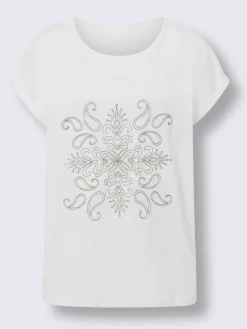 Linea Tesini T-Shirts<T-shirt à encolure ronde broderie contrastée