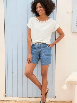 Linea Tesini T-Shirts<T-shirt à encolure ronde dentelle ajourée