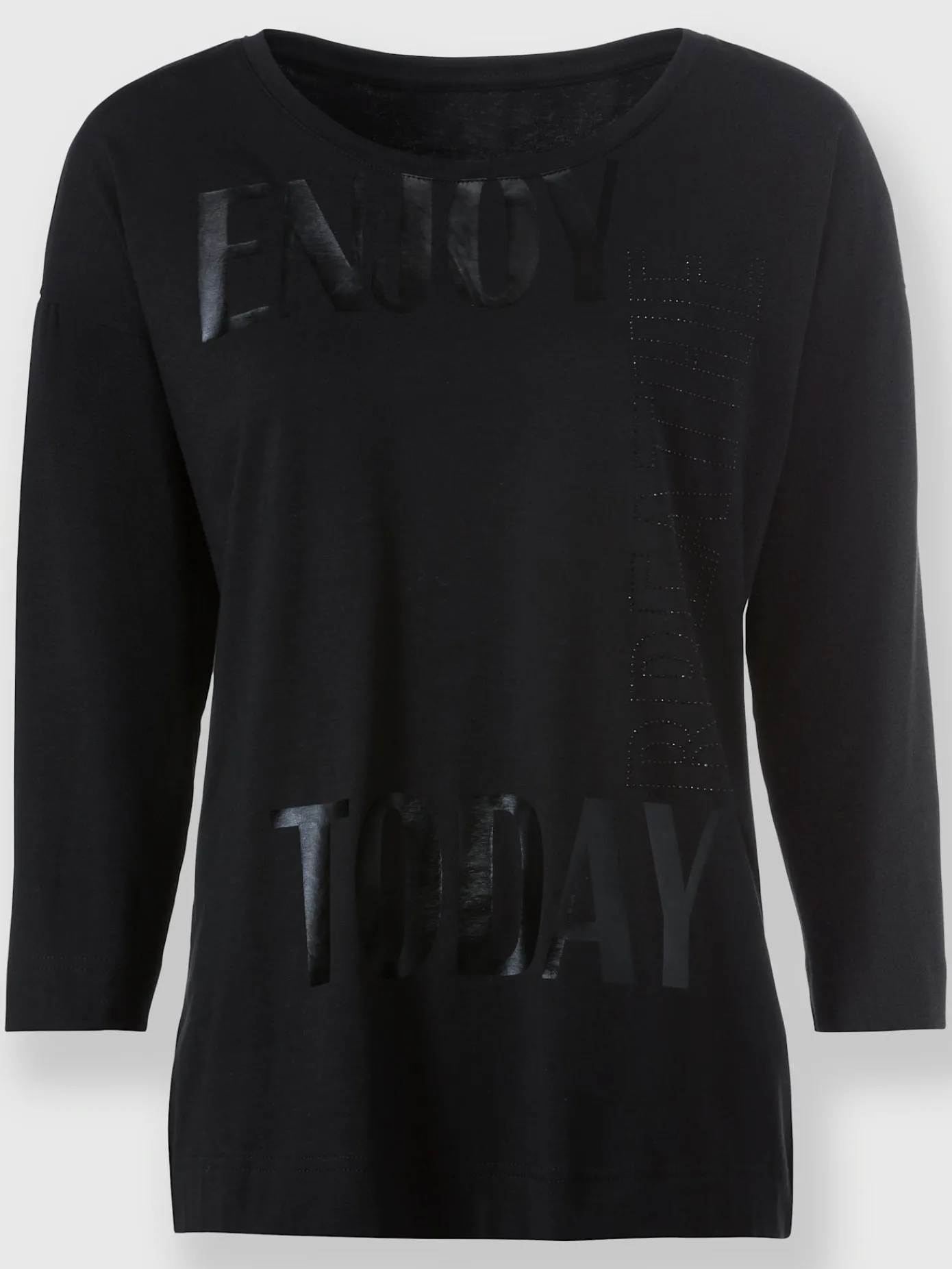 Rick Cardona T-Shirts<T-shirt à encolure ronde imprimé feuille brillant