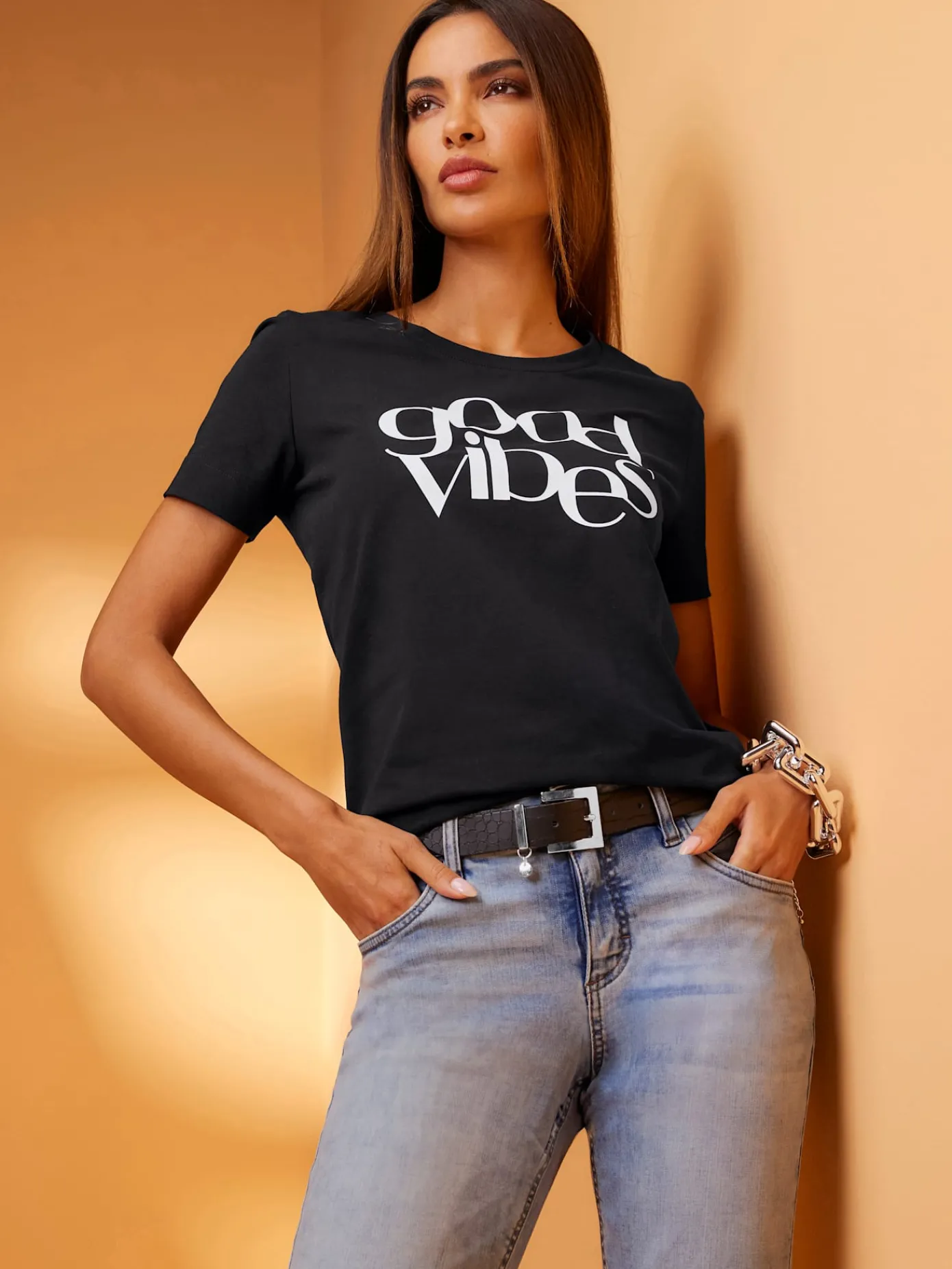 Rick Cardona T-Shirts<T-shirt à encolure ronde inscription tendance