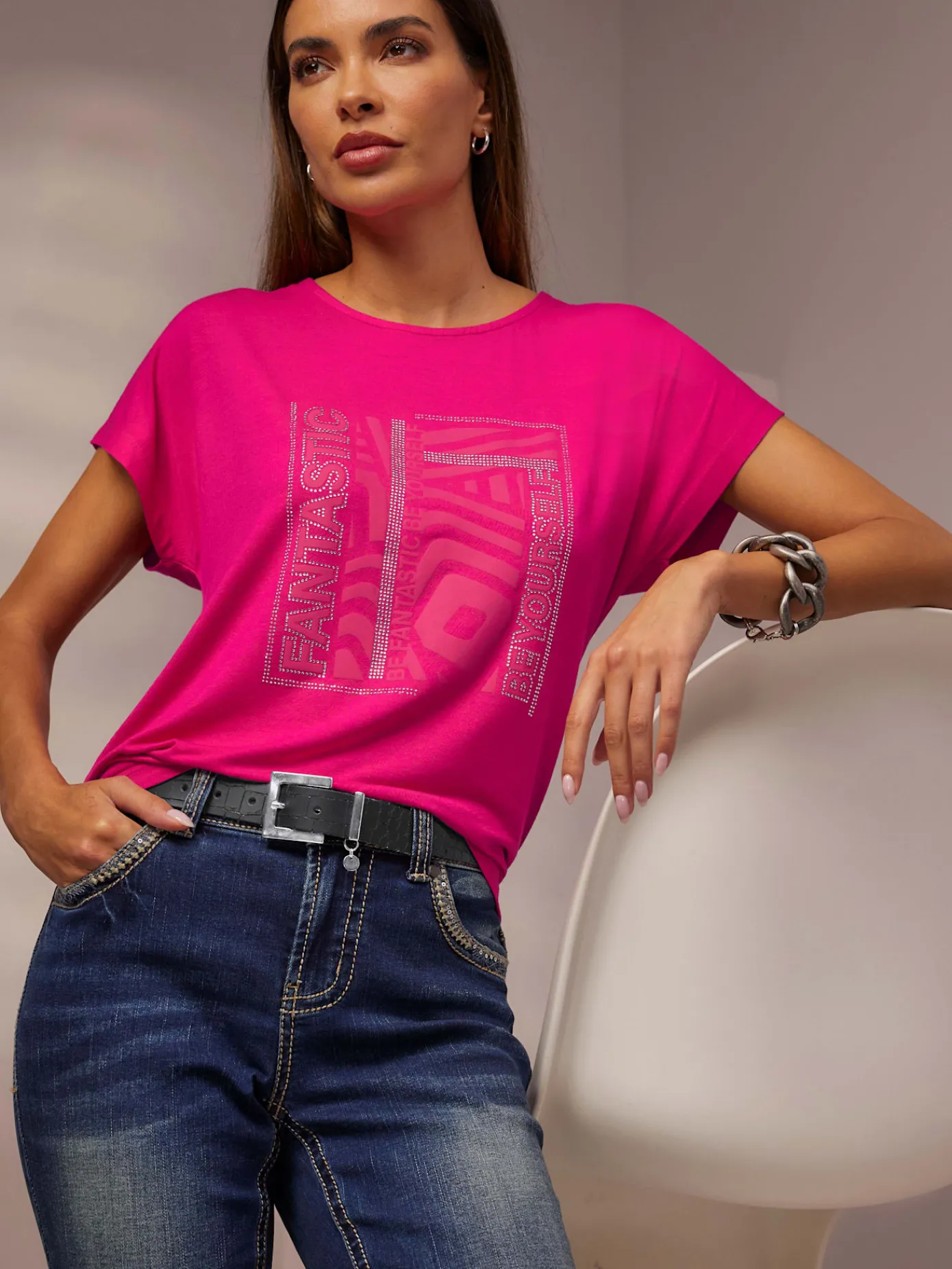 Rick Cardona T-Shirts<T-shirt à encolure ronde joli imprimé devant