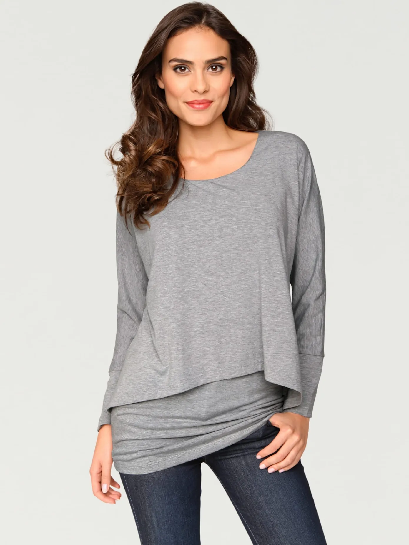 Linea Tesini T-Shirts<T-shirt à encolure ronde look décontracté tendance, manches chauve-souris